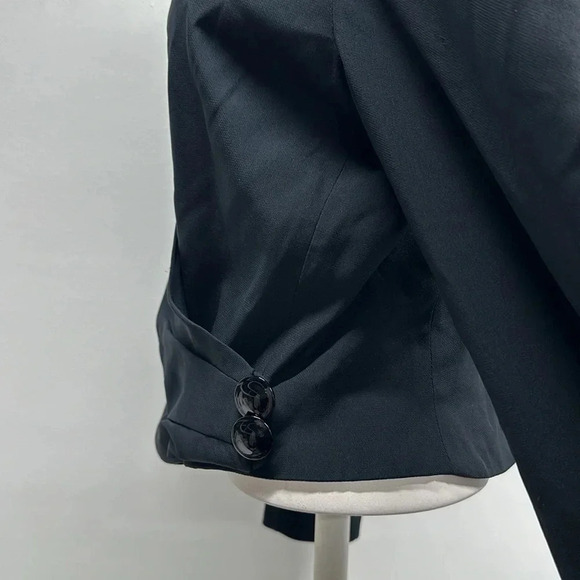 Giorgio Armani Blazer Jacket Coat Cropped Faux Wrap Buttons Black Size 44 US 10 - Picture 5 of 12